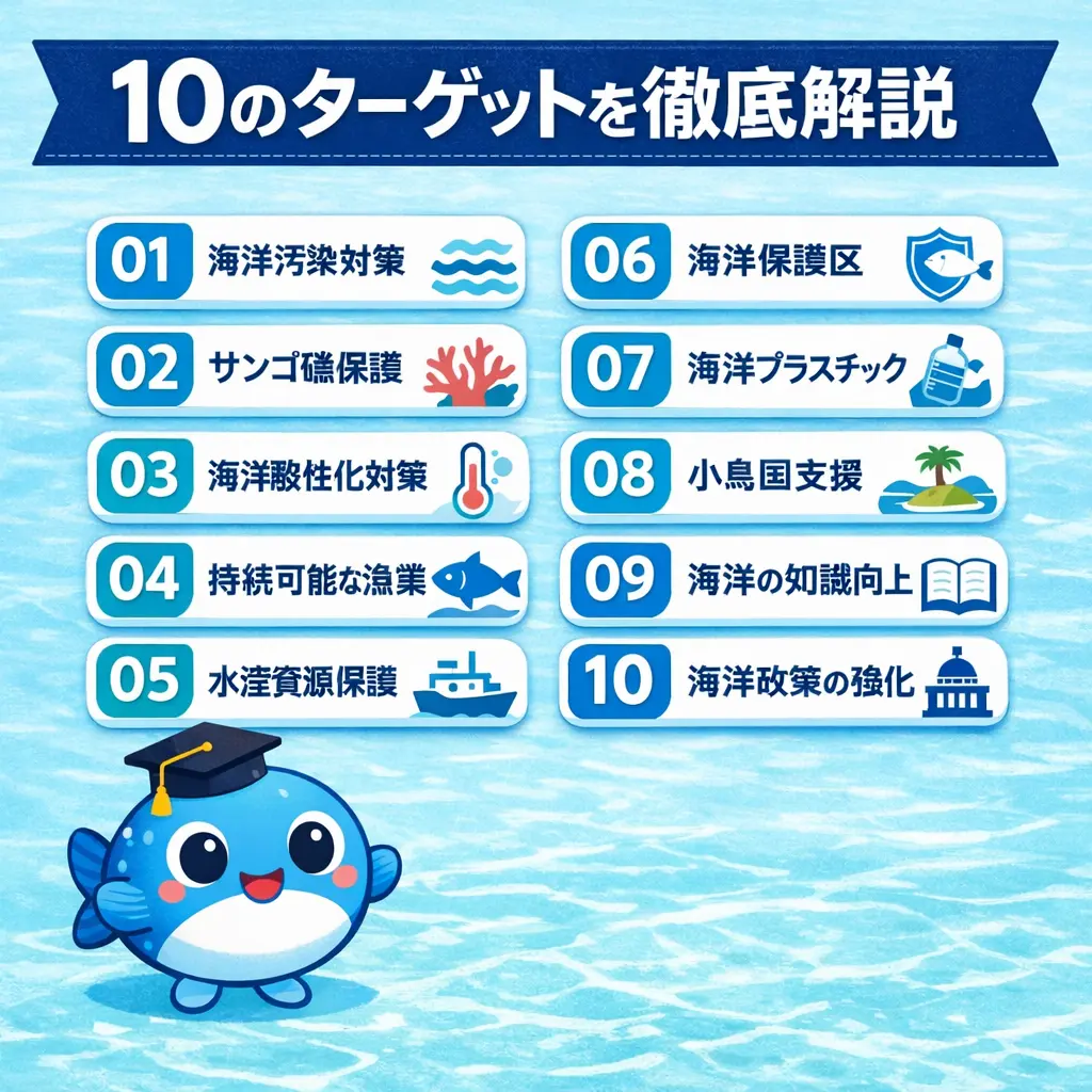 SDGs14が掲げる10のターゲット - sdgs14 私たちにできること